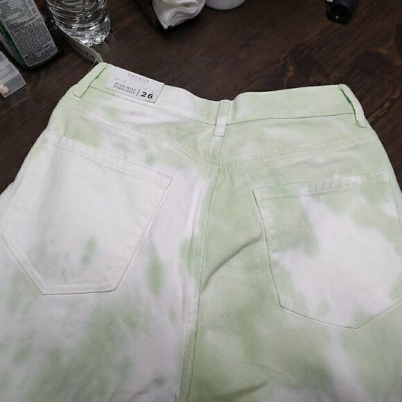New Pacsun Lime Tie Dye High Rise Straight Jeans Women's Size 26 - Picture 3 of 4
